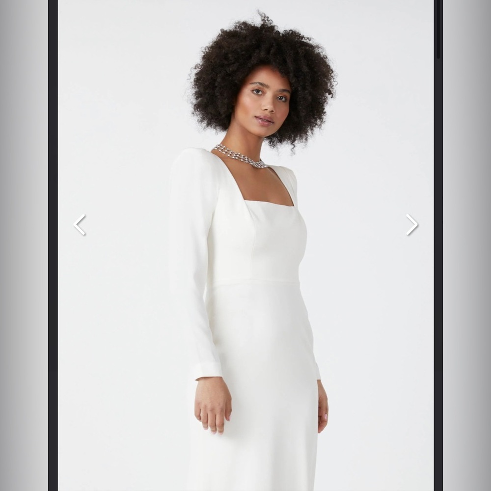 BCBG FAYE SQUARE NECK WHITE GOWN